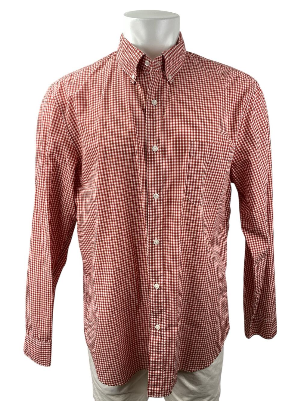 J.Crew Men's Red Gingham Checkered Long Sleeve Button Down Shirt Top Size XL